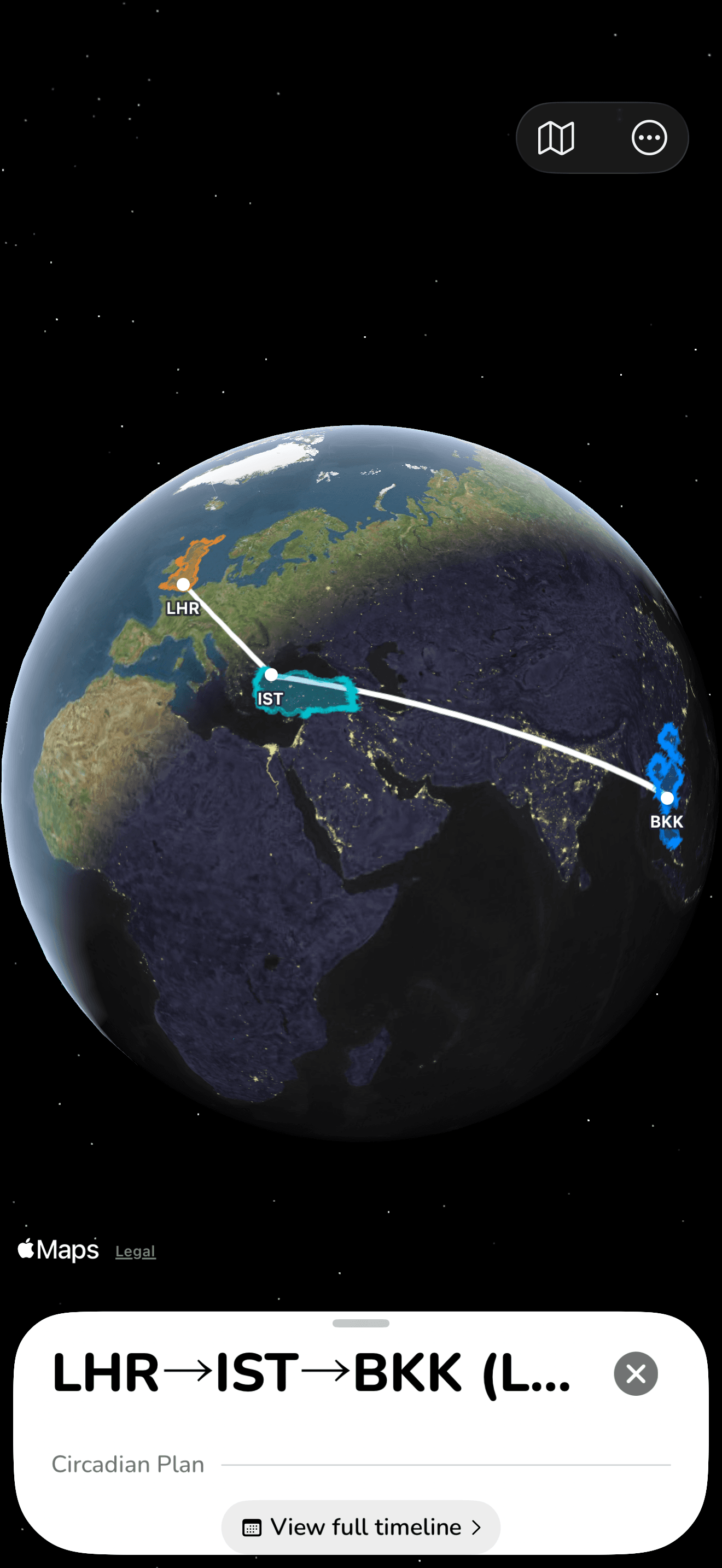 Avion Shift — trip detail with layover