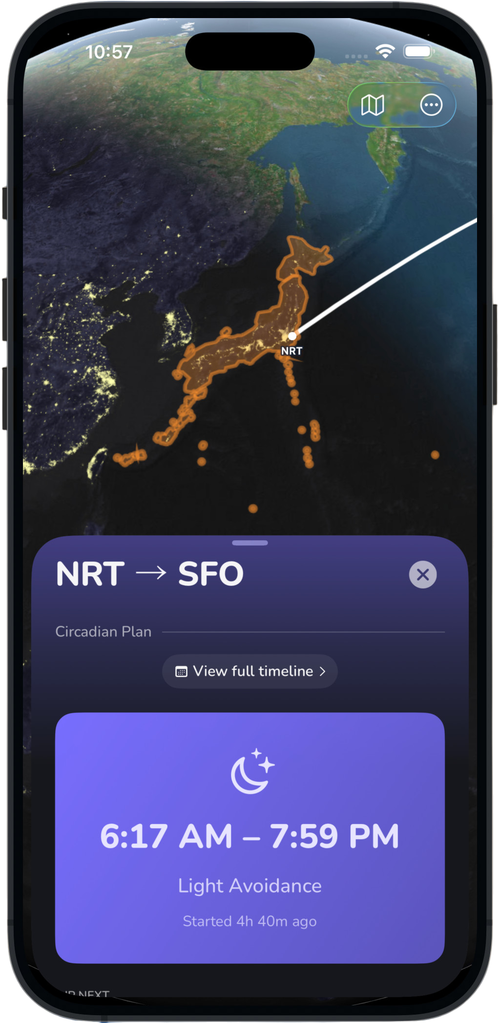 Avion Shift app — action detail view
